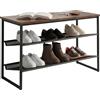 Relaxdays Scarpiera Industriale MDF e Metallo, 6 Paia, Ripiani, 52,5x75x30 cm, Nero/Marrone