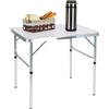 Relaxdays Tavolino da Campeggio Pieghevole, Altezza Regolabile, 70x75x55 cm, Tavolo da Giardino, MDF e Alluminio, Bianco