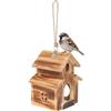 Relaxdays Casetta per Uccelli in Legno Fiammato, da Appendere, 21x16,5x14,5 cm, Marrone per Giardino e Balcone
