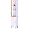 Relaxdays Armadio da Bagno con Ante, HLP: 169x33x31 cm, 5 Ripiani, bambù, MDF, Alto, Snello