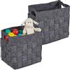 Relaxdays Set di 2 Cestini Portaoggetti, Box Pieghevole per Scaffale, Scatole Giocattoli, 30x30x24 cm, in Feltro, Grigio