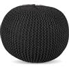 Relaxdays Pouf Relaxdays, Lavorato a Maglia, HxP 33 x 46 cm, Imbottitura in polistirolo, Cuscino Rotondo, Sgabello Boho, Antracite