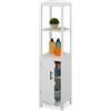 Relaxdays Mobile Angolare Bagno, Armadietto Stretto da Terra, HLP: 129x30x30 cm, Mobiletto a 4 Scomparti in MDF, Bianco, Fibra di Legno, Feltro, Acciaio Inox