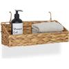 Relaxdays Cesto portaoggetti Relaxdays in giacinto d'Acqua, 2 Ganci, HxLxP 14 x 42 x 16 cm, Cesto Appeso, Bagno, Naturale