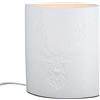 GILDE Othello Lampada da tavolo in porcellana - bianco - con motivo cervo - ovale - altezza 20 cm x larghezza 17 cm - senza lampadina