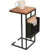 Relaxdays Tavolino Relaxdays con Porta riviste, HLP: 63x30x37 cm, Legno, Metallo, Forma a C, Design Industriale, Marrone/Nero