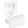 Wessper Caraffa Filtrante vetro 2L, indicatore LED, 5 filtro classic Bianco | caraffa vetro con filtro acqua potabile, senza BPA, brocca acqua filtrante classic carboni attivo