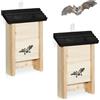 Relaxdays Casetta Pipistrelli Set 2 Pezzi, Legno Naturale/Nero, HxLxP 25x18x6 cm