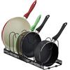 Relaxdays Supporto Portapadelle Estraibile, Organizer per Pentole, Rastrelliera per Coperchi, 19x59x18 cm, Ferro, Nero