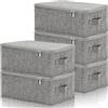Soaoo 5 contenitori portaoggetti in tessuto con coperchio, 38 x 25 x 15 cm, impilabili, pieghevoli, con coperchio e manico, scatola rigida pieghevole, cubi per riporre vestiti, organizer per armadio,