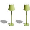 Muitomas, Lampada da Tavolo con Controllo Touch e Intensità della Luce Regolabile, Lampada Design da Comodino o Scrivania, Ricarica cavo USB-C, Batteria 1800 mAh, Colore Verde Salvia (Confezione da 2)
