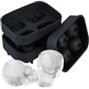 Relaxdays Set Vaschette per Cubetti di Ghiaccio, 2 Stampi Forma Teschio, per Halloween Portaghiacchio in Silicone, Nero