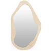 DRW Specchio da parete con forma moderna ondulata poliresina colore crema effetto pietra 100x62x2,5 cm