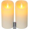 Relaxdays Candele a LED, Set da 2 con Funzione Timer e Telecomando, Cera Vera, Fiamma Oscillante Finta, Lumini, Bianco