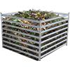 Relaxdays Compostiera in Metallo da Giardino, 900 L, zincata, Argento, Misura 100x100x90 cm