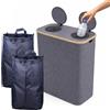 Relaxdays Contenitore Bottiglie 170L, Fino a 60 Vetro/plastica, 2 Sacchetti Interni, Grigio, 80x57x37cm