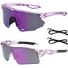 FOSDICK 2 PCS Occhiali Ciclismo, Occhiali da Sole da Uomo Donna, Occhiali Sportivi Protezione UV Antivento Polarized Sunglasses Uomo per Attività All'aria Aperta Corsa Mountain Ciclismo, con 2 Cordino
