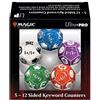 Wizards of the Coast Ultra Pro Segnalini per parole chiave a 12 facce per Magic: The Gathering 5 segnalini, foglio di traduzione dei simboli Bianco, Blu, Viola, Rosso, Verde
