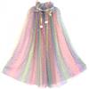Proumhang Capo Principessa per Ragazze,Mantello Principessa Colorato,Paillettes Scintillanti Tulle Principessa Fancy Dress,Halloween Carnevale Mantello Colori L