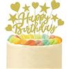 Lahviuu Decorazioni Torta Compleanno - Set 11 pcs Happy Birthday Cake Topper per Ragazze Ragazzi Donne Uomo Feste (Oro)