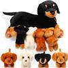 Honoson Nurturing Dog Mommy Plush Set with 4 Baby Puppies Soft Cute Dog Themed Stuffed Plush Toys for Kids Girls Boys Christmas Easter Birthday Gifts(Dachshund)