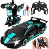 NXPZ Macchina Telecomandata Bambini, Giocattolo auto Robot Trasformabile 2 in 1, Macchina Radiocomandata con Luci LED, per Ragazzi e Ragazze 3 4 5 6 7 8 9 10 11 12 Anni (Blu)