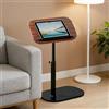 Hengrongshen Tavolino girevole a 360° regolabile in altezza, tavolino da caffè per spazi stretti, con slot per telefono e tablet, per soggiorno, camera da letto (legno di noce)