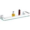 Mgchowue Mensola Bagno, Mensola da Parete per Doccia, 60cm 80cm Vetro Doccia Alluminio Mensole da Muro Scaffale di Stoccaggio - con Ringhiera Cromata & 8 mm Vetro Temperato Scaffale da Bagno