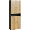 trendteam smart living - PureBliss - Mobile alto - Antracite/Rovere - Ampio mobile da bagno con effetto scanalato - 70 x 186 x 31 cm (L x A x P) - Elegante maniglia in metallo - Pratico scomparto