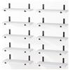 BAKAJI Set 10 Mensole galleggianti da Parete in Legno, Scaffali a Muro Multiuso con Staffe in Metallo, ideali per Camera da Letto, Soggiorno, Cucina, Bagno, Libreria, Salvaspazio, 40 x 15 cm (Bianco)
