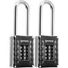 NOVLOCK Lucchetto con combinazione arco extra lungo da 7 cm - alta sicurezza, codice a 4 cifre per armadietti, armadi, depositi, cancelli, capanni e recinzioni - 2 pezzi, nero/argento