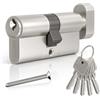 GANZTECH 40T/40 (80mm), serratura a botte in nichel, chiave con 5 chiavi standard, serratura a cilindro europeo in Lega di alluminio, stabile sicura per porte in legno, composite e UPVC