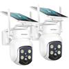 MROWLY 4MP/2.5K Telecamera WiFi Esterno Senza Fili a Batteria con Pannello Solare 2 in 1, 2.4/5GHz WiFi, PTZ 360°, Visione Notturna a Colori, Rilevamento Umano PIR, Audio Bidirezionale, SD/Cloud