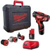Milwaukee M12BDDXKIT-202C M12 4-in-1 Drill Driver Kit (2 batterie agli ioni di litio da 2,0 ah, caricabatterie, mandrino da 10 mm e testine extra)