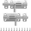 JIASI&JIESY 2 Pezzi Chiavistello Scorrevole Inox, Chiavistello Porta per Cancello Scorrevole con Foro per Lucchetto, Slide Bolt con Viti, Bullone Serratura Porta in Legno per Camera Letto, Ggiardino, Capannone