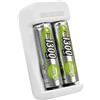 ANSMANN caricabatterie AA AAA per 1-2 batterie NiMH Basic 2 caricabatterie con batterie - caricabatterie con timer e spegnimento automatico per batterie ricaricabili incl. 2 batterie Mignon AA 1300mAh