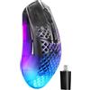 SteelSeries Aerox 3 Wireless Gen 2 - Mouse Super Leggero da 68 g, Polling a 4K, Sensore Ottico da 26K DPI, Batteria da 200 Ore, Impermeabile IP54, 80M di Clic, RGB, Piedini 100% PTFE, Shadow