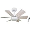 Bastilipo CALA BLANCA DC Ventilatore da soffitto con motore DC, telecomando, 75 cm Ø, 6 pale, bianco/quercia, luce LED 3 toni, telaio nichel