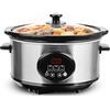 EMERIO SC-129406 - Pentola interna in ceramica da 3,5 l (rimovibile), 3 livelli di temperatura, display, timer, coperchio in vetro, 240 W, funzione di mantenimento al caldo, lavabile in lavastoviglie
