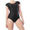 BODYWEAR LTD Body da ragazza a maniche corte in nylon lucido, vestibilità comoda, abbigliamento per le prestazioni, essenziale per lezioni di danza, danza, danza, scuola, abbigliamento sportivo, Nero