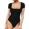 FFWTPY Body Donna Maniche Corte Bodysuit Quadrato Elegante Bodysuit Contenitivo Modellante Outfit Estivi versatile Abbigliamento Base Essenziale
