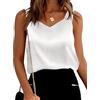 Plilima Canottiere da donna in raso con scollo a V, top camisole per donne, camicette eleganti e casual senza maniche, camicie di seta, nero, M