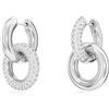 SWAROVSKI ORECCHINI DEXTERA A CERCHIO ASIMETTRICI, ANELLO CONCATENATO PLACCATO RODIO