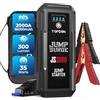 TOPDON Avviatore per auto, avviatore batteria 2000A per motori diesel fino a 8 litri di gas/6L, confezione di avviamento batteria portatile da 12 V con cavi a ponte e custodia protettiva EVA