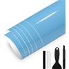 GRTHTATI Pellicola Adhesiva per Wrapping Auto, Moto, Bici (Blu Chiaro Lucido, 30cm x 150cm)