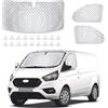 luolety Coperture per parabrezza termiche interne per Ford Transit Custom 2012-2024, set di 3 pezzi impermeabili, oscuranti termici interni a prova di UV, pieghevoli, copertura per finestra anteriore