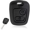 KeyQueen 2 Tasti Guscio per Chiave Auto Compatibile con Peugeot 107 207 307 406 408 607 e con Citroen C1 C2 C3 C4 C5 Xsara Picasso Berlingo Toyota Aygo Telecomando Auto Cover di Ricambio (Senza embrioni)