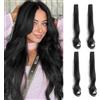 HSAJS 4 Pezzi Extension Capelli Clip Ricci Lunghi 50cm Ciocche Ondulate Naturali Sintetiche Volume Extra