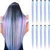 ROKZELT 10 Pezzi Extension Capelli Colorati Con Clip, Blu Viola Ciocche Colorate per Capelli, per Extension Capelli, Treccine Capelli Bambina, Ciocche Colorate per Capelli
