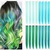 SHKJCHP Clip per extension per capelli colorati Accessori per ragazze 55cm Pezzi per capelli lisci lunghi 12 pezzi (verde chiaro, blu, verde acqua, verde)